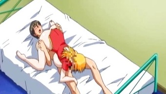 Big titted anime blond drinks ejaculate