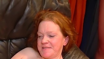 Redhead chubby 67 years old granndma enjoys her first extreme rough german swinger club fist and fuck groupsex party
